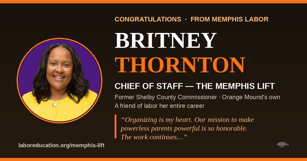 Congratulations Britney Thornton — Chief of Staff, The Memphis LIFT